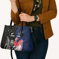 France And New Zealand Rugby Leather Bag Les Bleus Rooster With Maori Tiki LT05 - Polynesian Pride