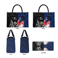 France And New Zealand Rugby Leather Bag Les Bleus Rooster With Maori Tiki LT05 - Polynesian Pride