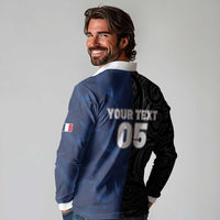 France And New Zealand Rugby Custom Long Sleeve Polo Shirt Les Bleus Rooster With Maori Tiki LT05 - Polynesian Pride