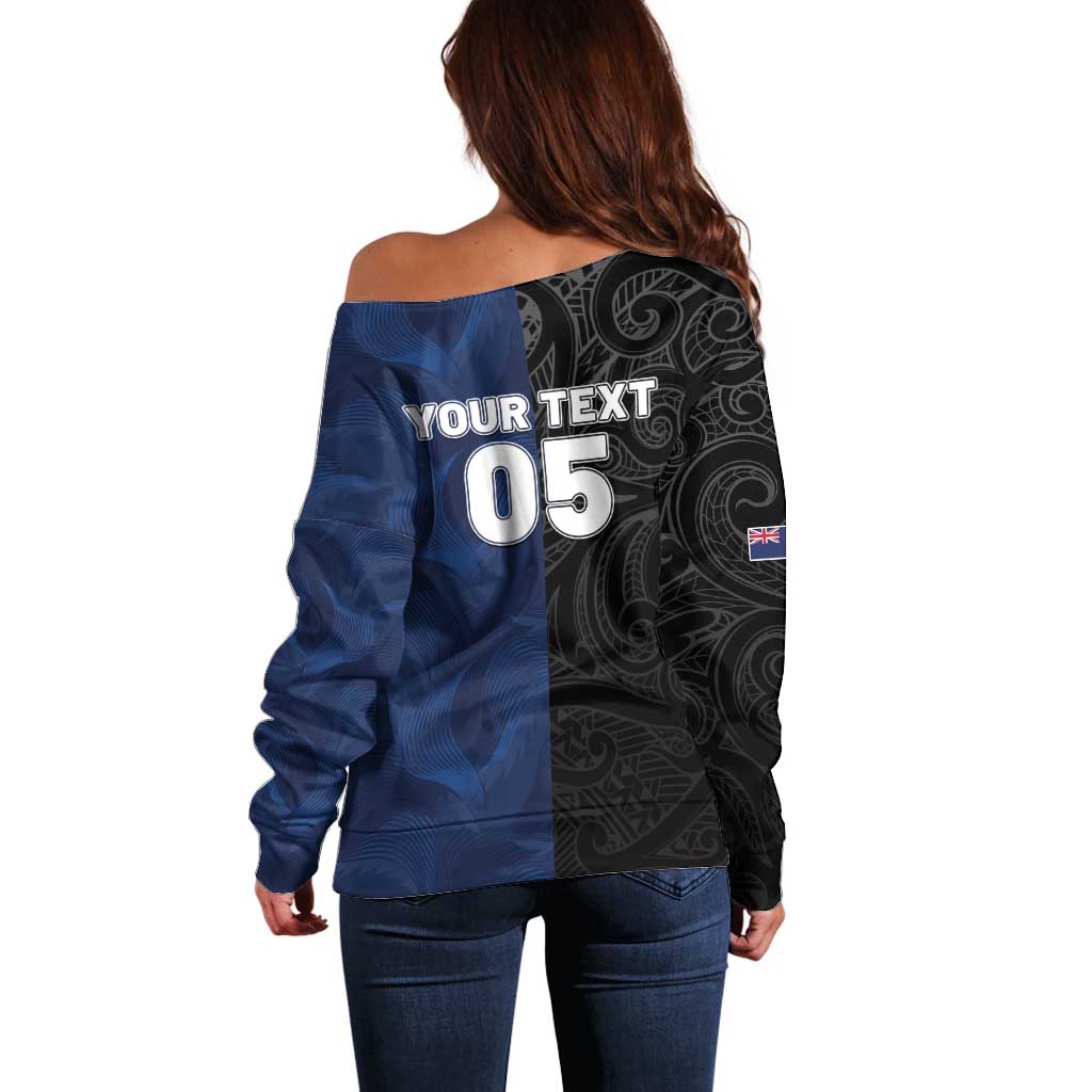 France And New Zealand Rugby Custom Off Shoulder Sweater Les Bleus Rooster With Maori Tiki LT05 - Polynesian Pride