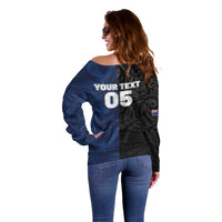 France And New Zealand Rugby Custom Off Shoulder Sweater Les Bleus Rooster With Maori Tiki LT05 - Polynesian Pride