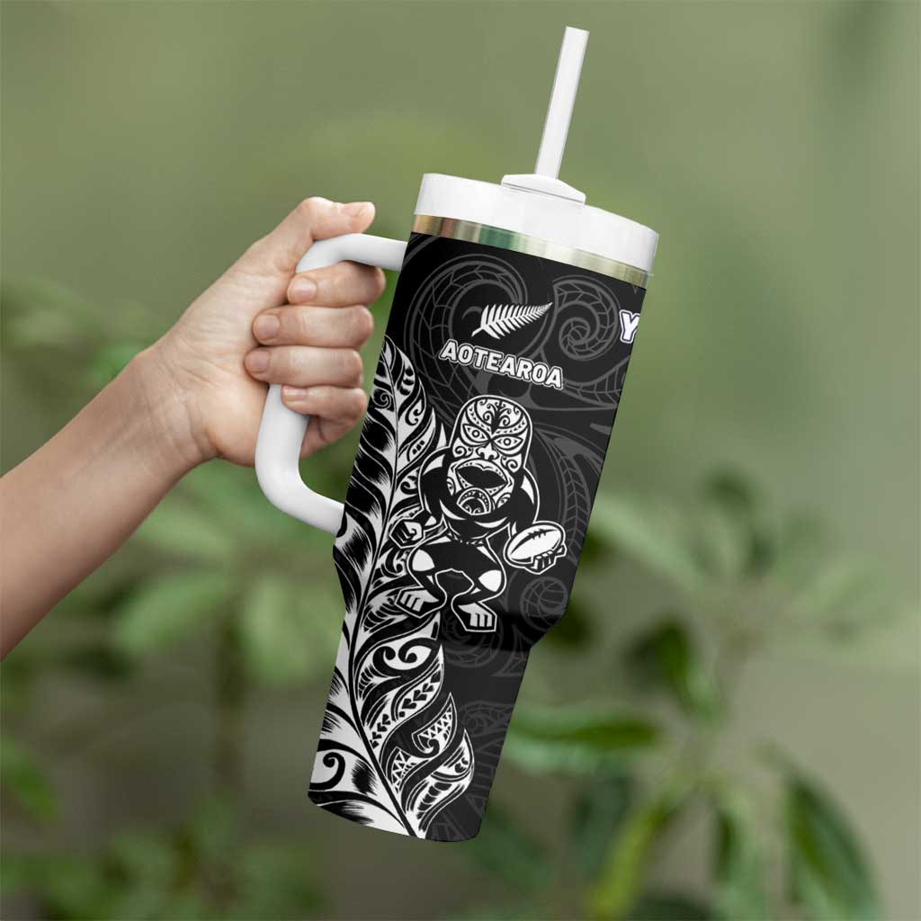 France And New Zealand Rugby Custom Tumbler With Handle Les Bleus Rooster With Maori Tiki - Polynesian Pride