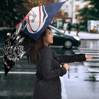 France And New Zealand Rugby Umbrella Les Bleus Rooster With Maori Tiki LT05 - Polynesian Pride