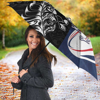 France And New Zealand Rugby Umbrella Les Bleus Rooster With Maori Tiki LT05 - Polynesian Pride