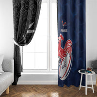 France And New Zealand Rugby Window Curtain Les Bleus Rooster With Maori Tiki LT05 - Polynesian Pride