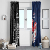 France And New Zealand Rugby Window Curtain Les Bleus Rooster With Maori Tiki LT05 - Polynesian Pride