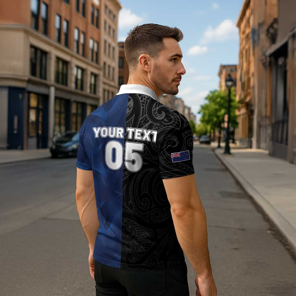 France And New Zealand Rugby Custom Zipper Polo Shirt Les Bleus Rooster With Maori Tiki - Polynesian Pride