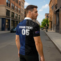 France And New Zealand Rugby Custom Zipper Polo Shirt Les Bleus Rooster With Maori Tiki - Polynesian Pride