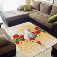 New Zealand Aotearoa Cockatoo Area Rug Maori Pattern With Pohutukawa Flowers LT05 - Polynesian Pride