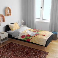 New Zealand Aotearoa Cockatoo Bedding Set Maori Pattern With Pohutukawa Flowers