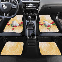 New Zealand Aotearoa Cockatoo Car Mats Maori Pattern With Pohutukawa Flowers LT05 Set 4pcs Beige - Polynesian Pride