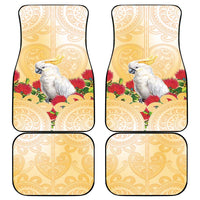 New Zealand Aotearoa Cockatoo Car Mats Maori Pattern With Pohutukawa Flowers LT05 - Polynesian Pride