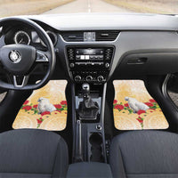 New Zealand Aotearoa Cockatoo Car Mats Maori Pattern With Pohutukawa Flowers LT05 Set 2pcs - Front Beige - Polynesian Pride