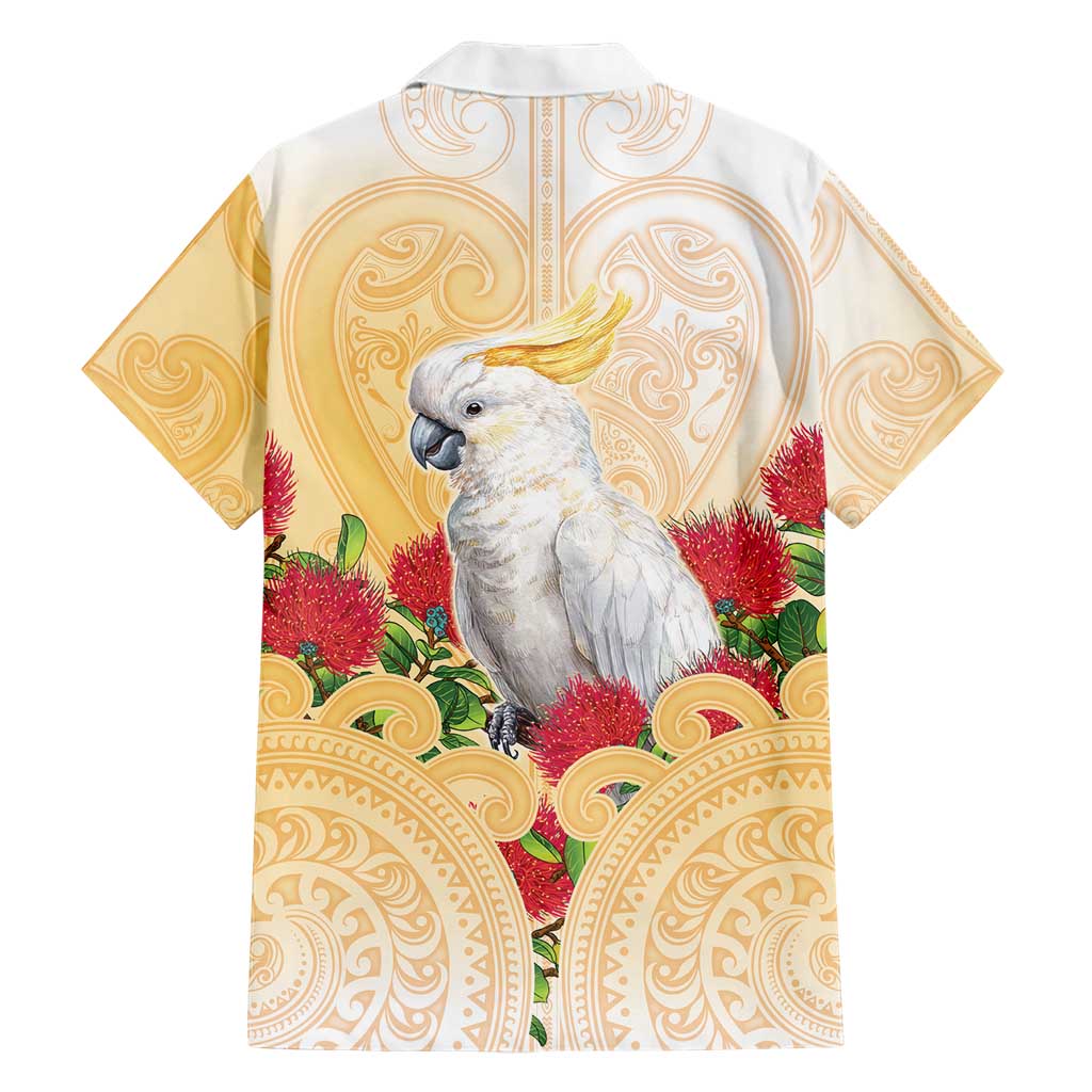New Zealand Aotearoa Cockatoo Family Matching Long Sleeve Bodycon Dress and Hawaiian Shirt Maori Pattern With Pohutukawa Flowers LT05 - Polynesian Pride