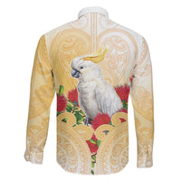 New Zealand Aotearoa Cockatoo Family Matching Long Sleeve Bodycon Dress and Hawaiian Shirt Maori Pattern With Pohutukawa Flowers LT05 - Polynesian Pride
