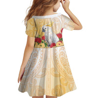 New Zealand Aotearoa Cockatoo Family Matching Short Sleeve Bodycon Dress and Hawaiian Shirt Maori Pattern With Pohutukawa Flowers LT05 - Polynesian Pride