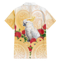 New Zealand Aotearoa Cockatoo Family Matching Short Sleeve Bodycon Dress and Hawaiian Shirt Maori Pattern With Pohutukawa Flowers LT05 - Polynesian Pride