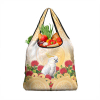 New Zealand Aotearoa Cockatoo Grocery Bag Maori Pattern With Pohutukawa Flowers LT05 1-pack One Size Beige - Polynesian Pride