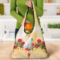 New Zealand Aotearoa Cockatoo Grocery Bag Maori Pattern With Pohutukawa Flowers LT05 - Polynesian Pride