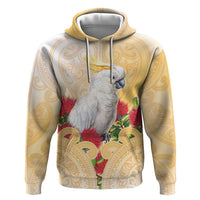 New Zealand Aotearoa Cockatoo Hoodie Maori Pattern With Pohutukawa Flowers LT05 Pullover Hoodie Beige - Polynesian Pride