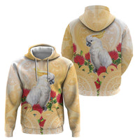 New Zealand Aotearoa Cockatoo Hoodie Maori Pattern With Pohutukawa Flowers LT05 - Polynesian Pride