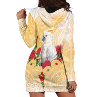 New Zealand Aotearoa Cockatoo Hoodie Dress Maori Pattern With Pohutukawa Flowers LT05 - Polynesian Pride