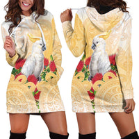 New Zealand Aotearoa Cockatoo Hoodie Dress Maori Pattern With Pohutukawa Flowers LT05 - Polynesian Pride