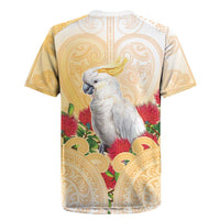 New Zealand Aotearoa Cockatoo Rugby Jersey Maori Pattern With Pohutukawa Flowers LT05 - Polynesian Pride
