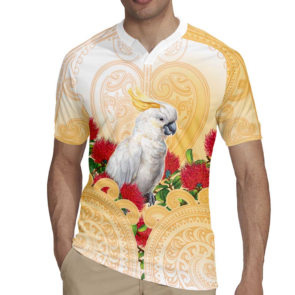 New Zealand Aotearoa Cockatoo Rugby Jersey Maori Pattern With Pohutukawa Flowers LT05 - Polynesian Pride