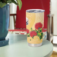 New Zealand Aotearoa Cockatoo Tumbler Cup Maori Pattern With Pohutukawa Flowers LT05 - Polynesian Pride