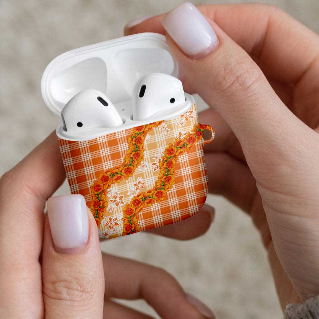 Orange Hawaii Palaka AirPods Case Hawaiian Ilima Lei