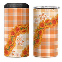 Orange Hawaii Palaka 4 in 1 Can Cooler Tumbler Hawaiian Ilima Lei