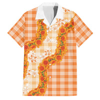Orange Hawaii Palaka Family Matching Summer Maxi Dress and Hawaiian Shirt Hawaiian Ilima Lei
