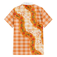 Orange Hawaii Palaka Family Matching Summer Maxi Dress and Hawaiian Shirt Hawaiian Ilima Lei