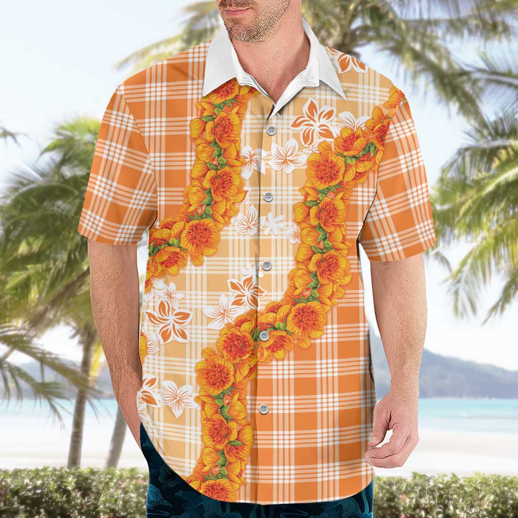 Orange Hawaii Palaka Hawaiian Shirt Hawaiian Ilima Lei