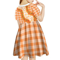 Orange Hawaii Palaka Kid Short Sleeve Dress Hawaiian Ilima Lei LT05 - Polynesian Pride