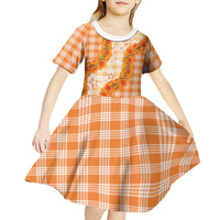 Orange Hawaii Palaka Kid Short Sleeve Dress Hawaiian Ilima Lei LT05 - Polynesian Pride