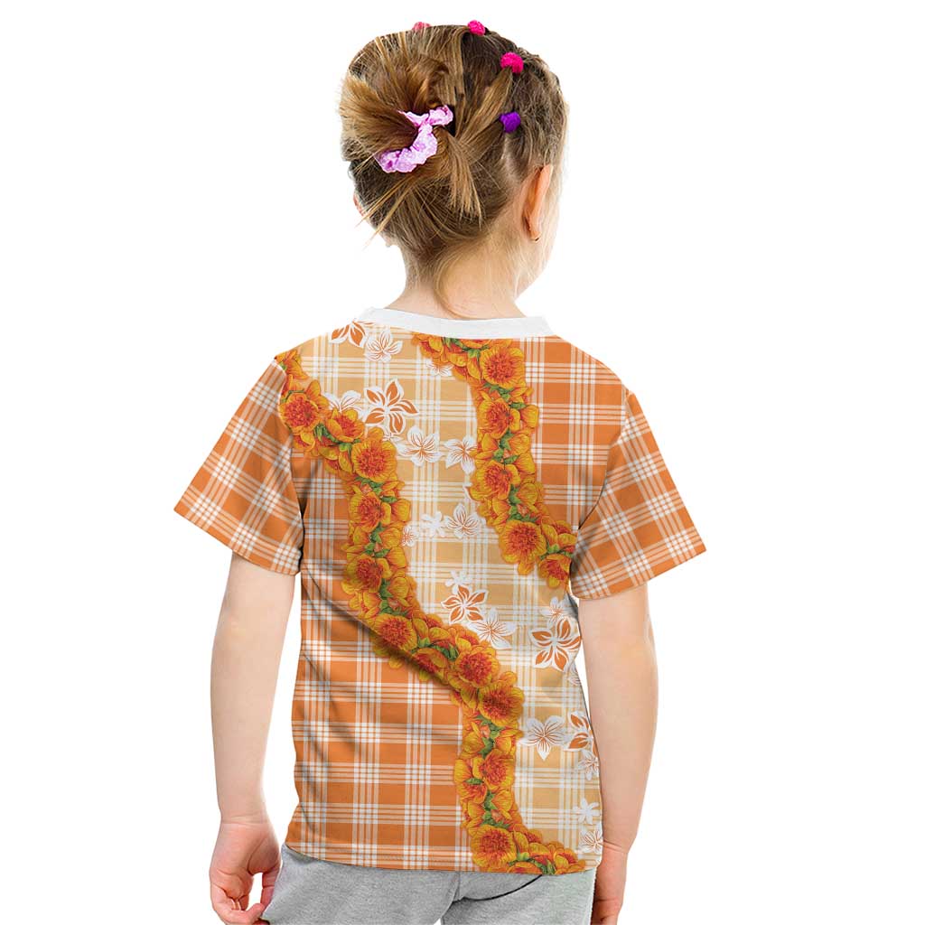 Orange Hawaii Palaka Kid T Shirt Hawaiian Ilima Lei