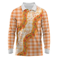 Orange Hawaii Palaka Long Sleeve Polo Shirt Hawaiian Ilima Lei LT05 Orange - Polynesian Pride