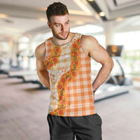 Orange Hawaii Palaka Men Tank Top Hawaiian Ilima Lei