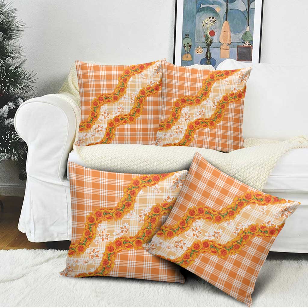 Orange Hawaii Palaka Pillow Cover Hawaiian Ilima Lei