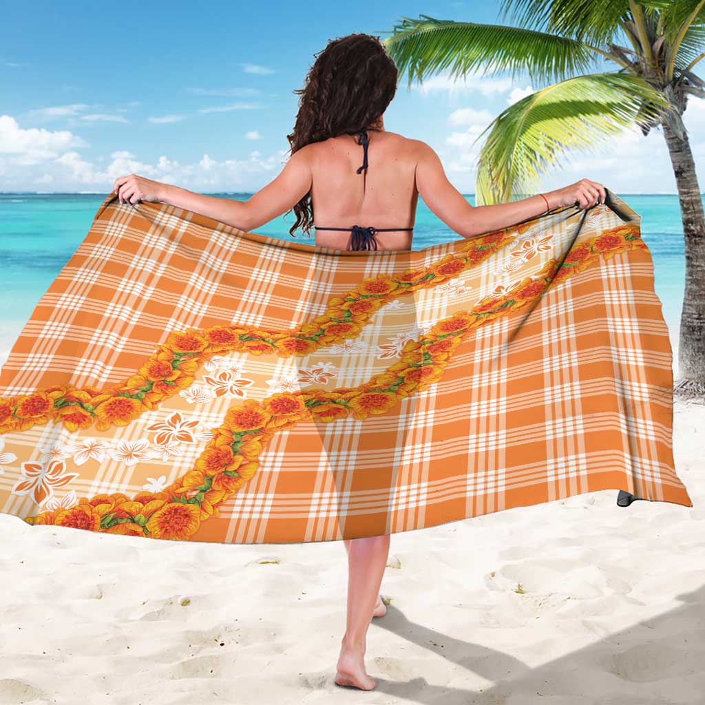 Orange Hawaii Palaka Sarong Hawaiian Ilima Lei