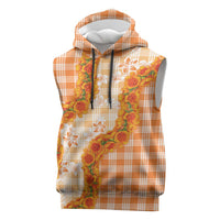 Orange Hawaii Palaka Sleeveless Hoodie Hawaiian Ilima Lei