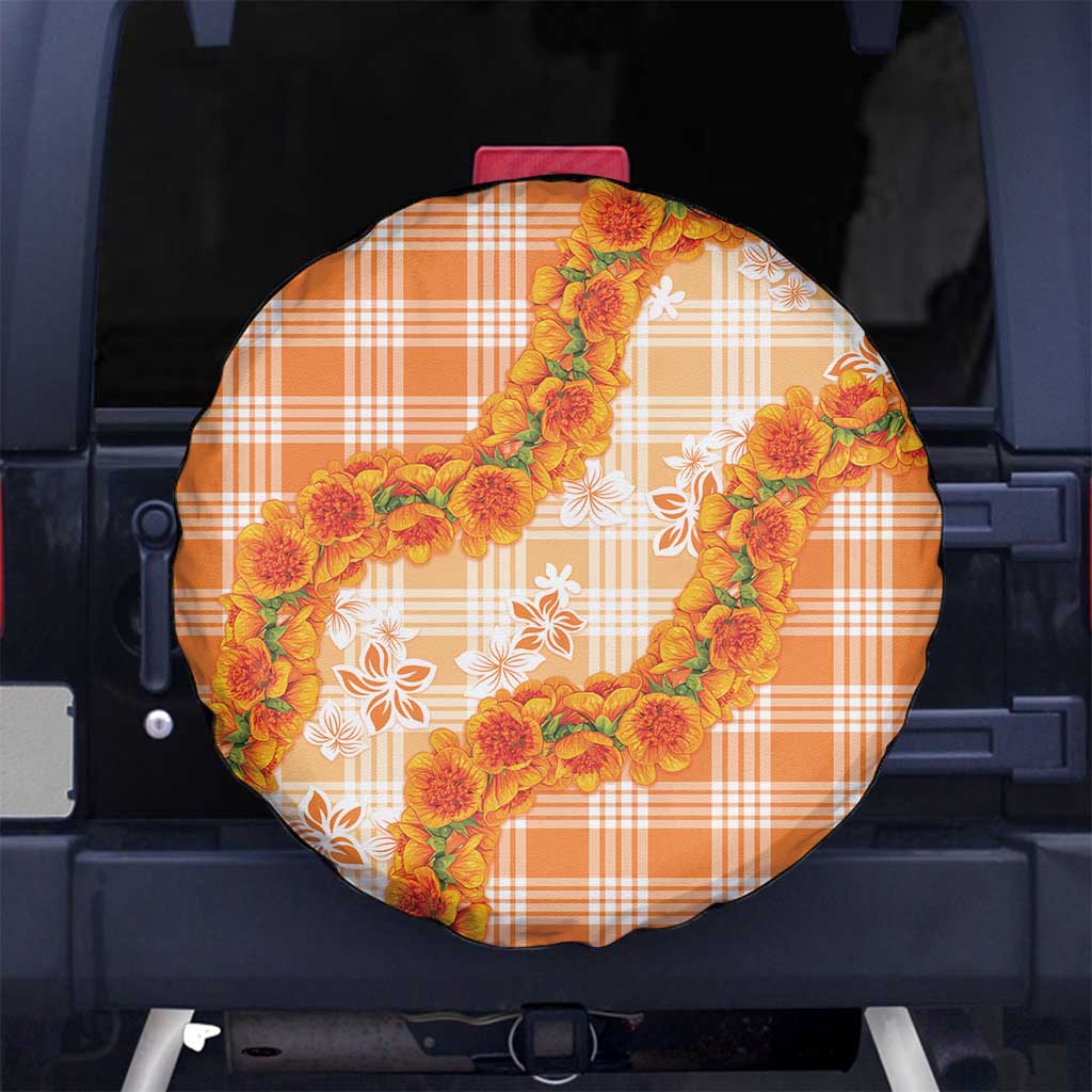 Orange Hawaii Palaka Spare Tire Cover Hawaiian Ilima Lei
