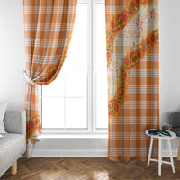 Orange Hawaii Palaka Window Curtain Hawaiian Ilima Lei