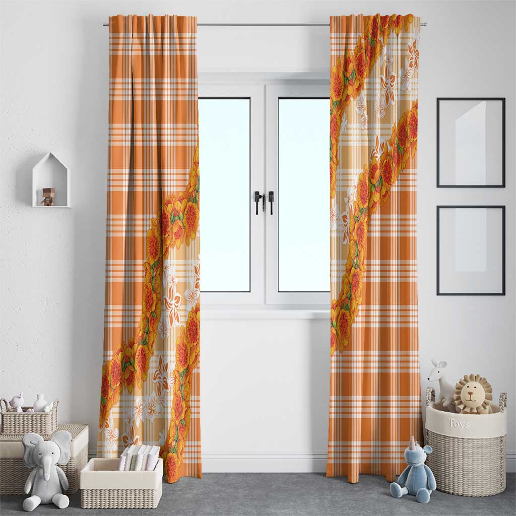 Orange Hawaii Palaka Window Curtain Hawaiian Ilima Lei
