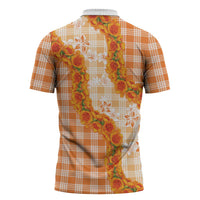 Orange Hawaii Palaka Zipper Polo Shirt Hawaiian Ilima Lei LT05 - Polynesian Pride