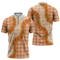 Orange Hawaii Palaka Zipper Polo Shirt Hawaiian Ilima Lei LT05 - Polynesian Pride