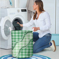 Green Hawaii Palaka Laundry Basket Hawaiian Pikake Lei