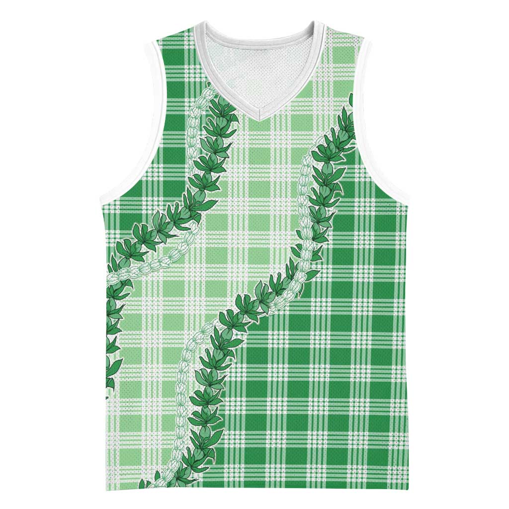 Green Hawaii Palaka Basketball Jersey Hawaiian Pikake Lei